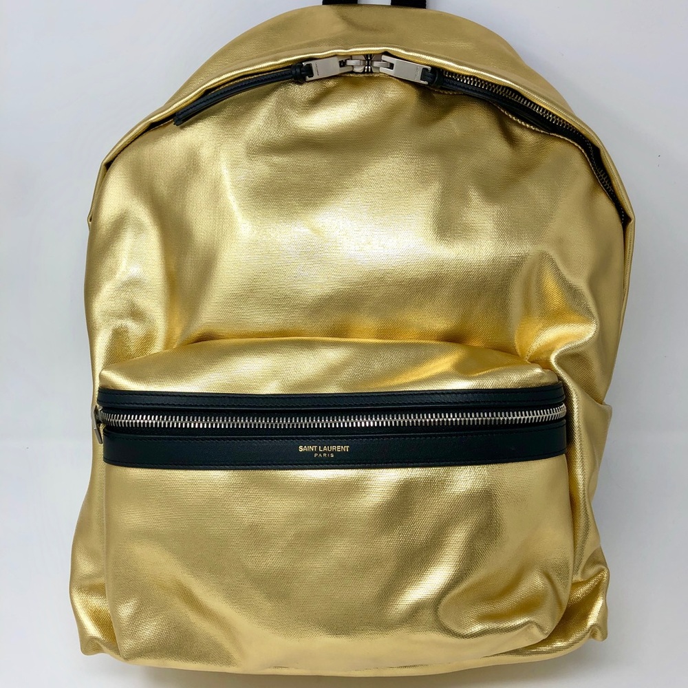 UNISEX Saint Laurent Gold Leather Backpack